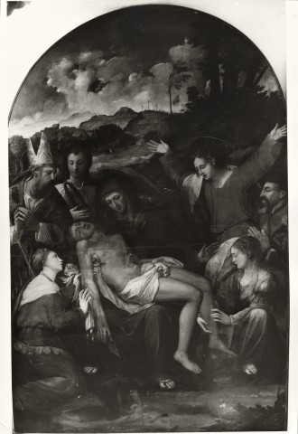 Anonimo — Avezuti Giulio - sec. XVI - Compianto sul Cristo morto e santi — insieme